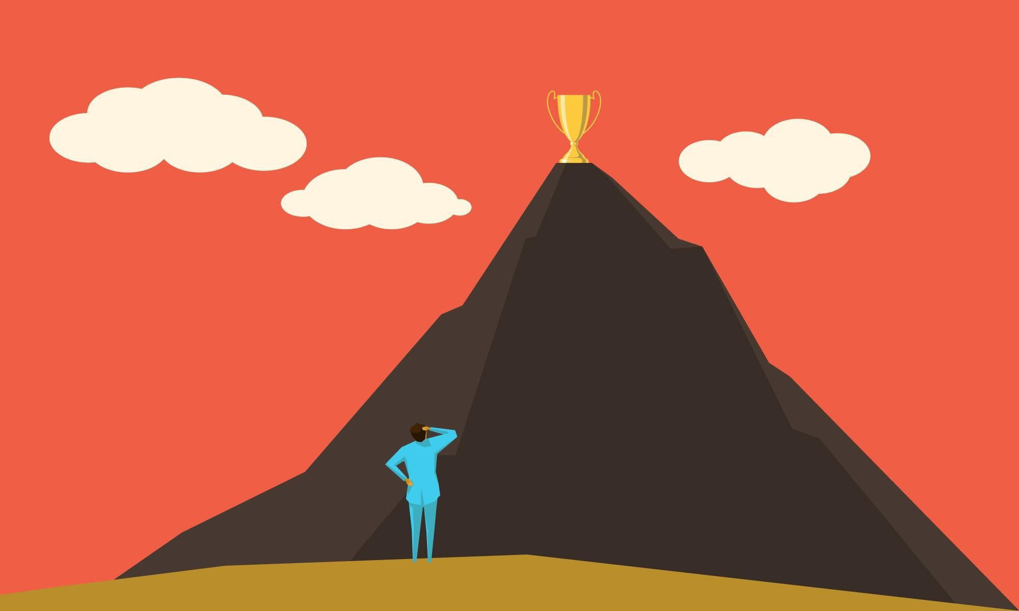 Человек на фоне горы с оружием - нож, клинок, вулкан.