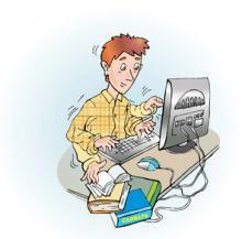 Фотография человека с ребенком за компьютером, окруженного электроникой в арт-студии.