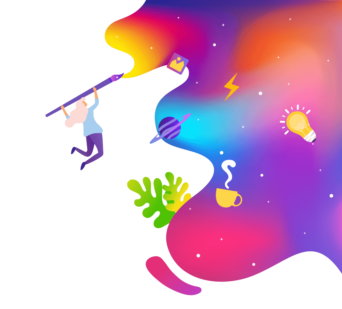 Изображение арт-графики: фиолетовая палитра, люди, персона.