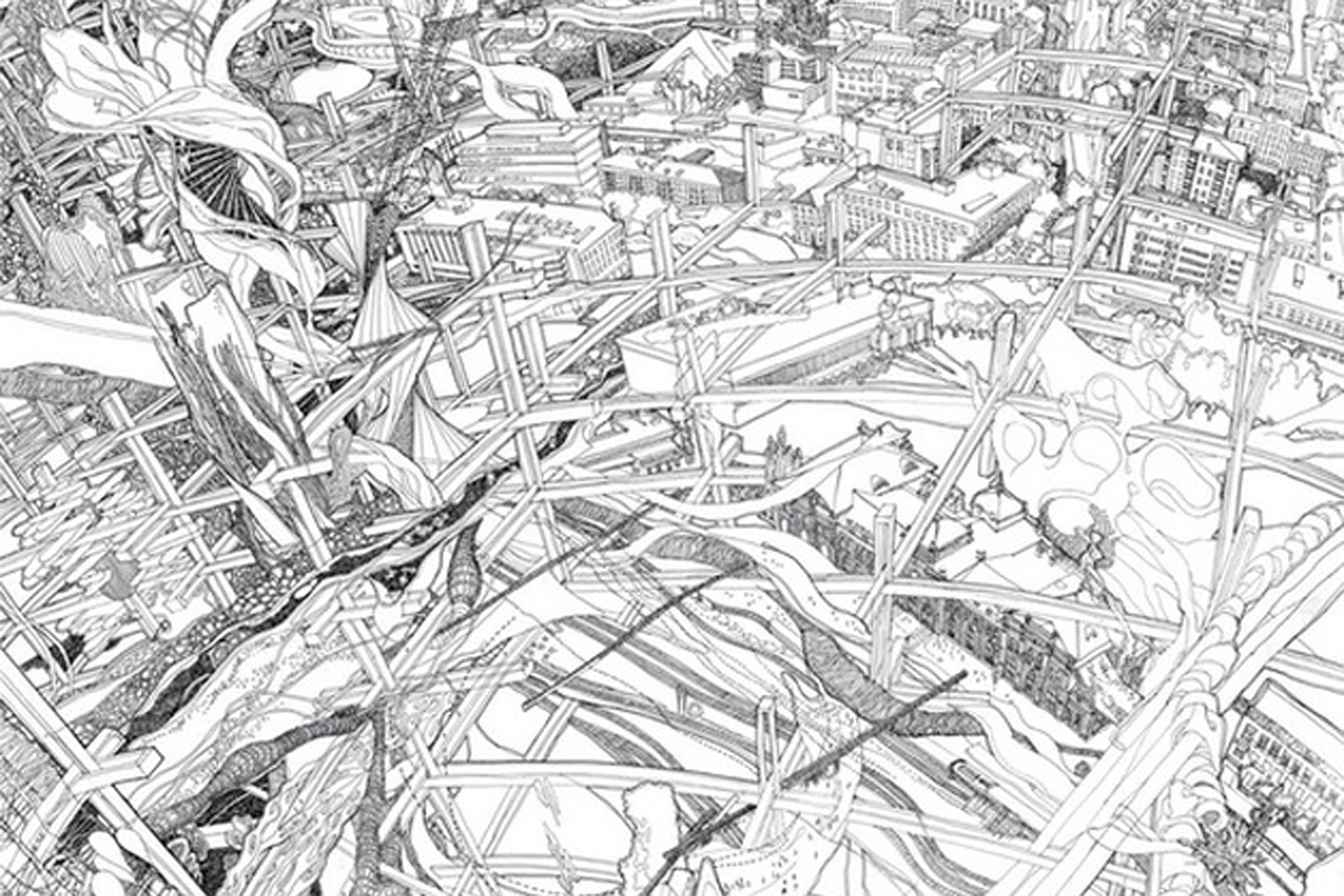 "Изображение искусства: чертеж и дудл. Креативный рисунок с элементами линий и штрихов."