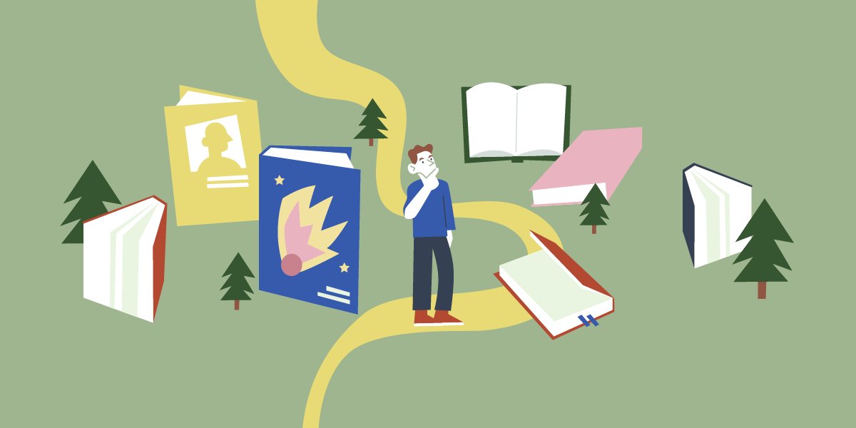 Человек с книгой, изучающий искусство в публикации.