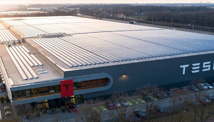 Green Ooze Gushing Out of Tesla Headquarters