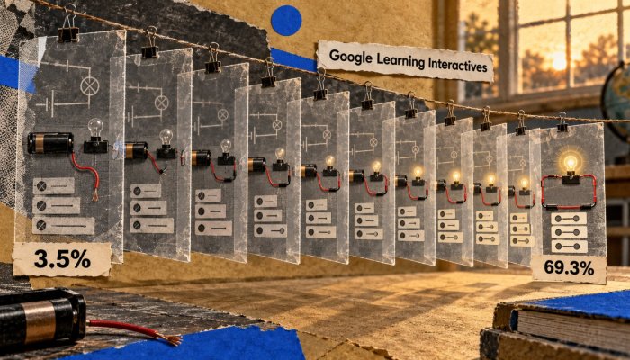 Simulasi belajar AI Google: 69,3% lolos setelah 10 putaran perbaikan