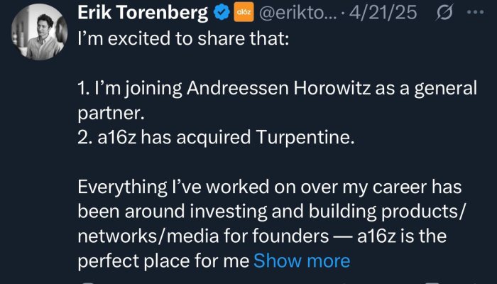 a16z Acquires Podcast Network Turpentine, Appoints Founder Erik Torenberg as General Partner