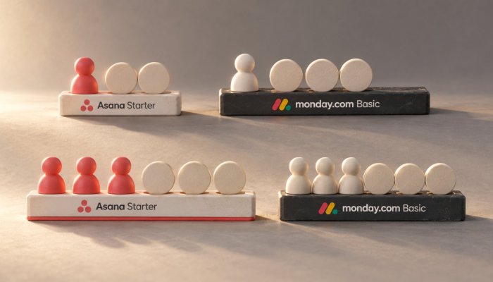 Asana eller monday.com: Tre brukere kan snu den billigste planen