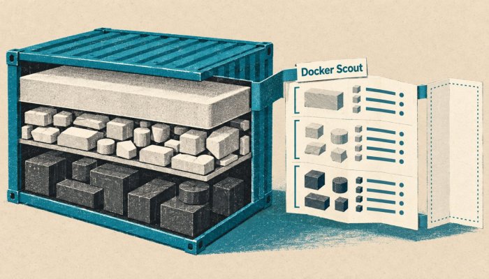 Docker Scout vytvorí SBOM, samotný zoznam balíkov však nie je audit