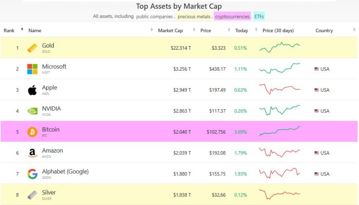 Bitcoin Surpasses Google and Amazon to Become the World’s Fifth-Largest Asset by Market Capitalization