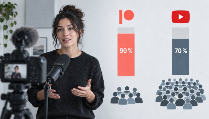 Patreon ali YouTube Memberships: 70 % ni isto kot 90 % pred stroški