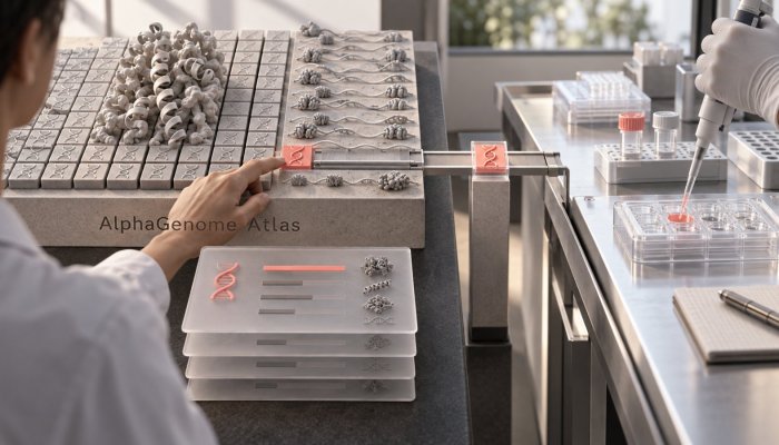 AlphaGenome Atlas ने 9 अरब DNA बदलाव पहले ही आँके—नतीजा निदान नहीं