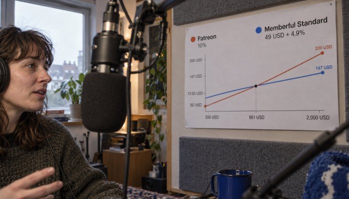 Patreon eller Memberful? Omkring 961 dollar vender platformgebyret