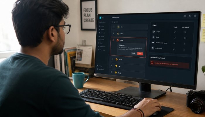 Channel Membership के छह स्तर बन सकते हैं—एक हटाया तो सदस्य भी जाएँगे