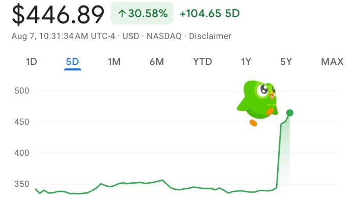 Duolingo Soars to New Heights: Stock Skyrockets 30% After Stellar Q2 Report