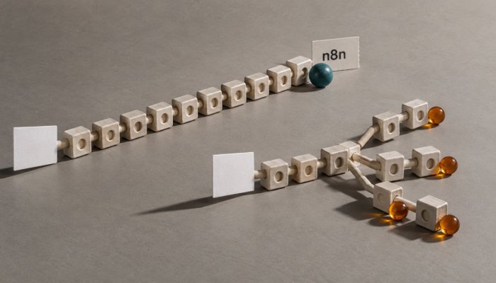 n8n vai Make: lētākais mainās, kad darbplūsma kļūst gara