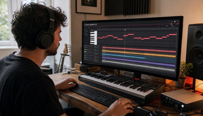 Suno Studio 2.0 suma MIDI y plugins creados por chat, solo en Premier