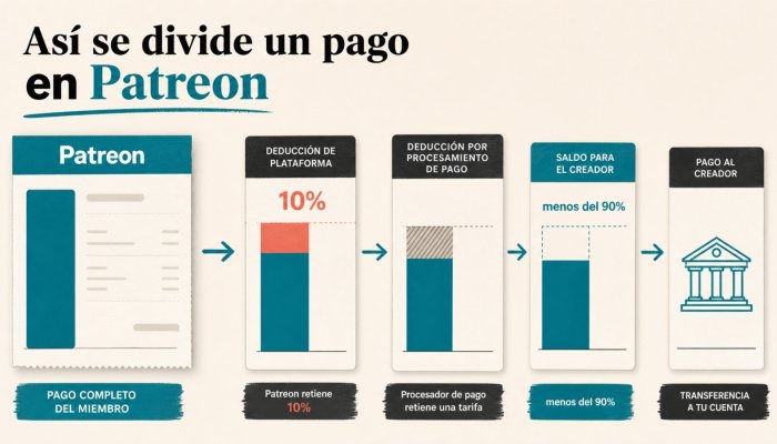 Patreon cobra el 10%, pero esa no es toda la comisión