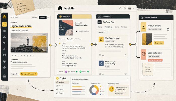 Обновление beehiiv 2026: как объединить рассылку, подкаст и монетизацию