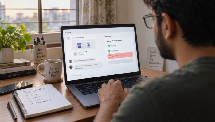 Upwork पर काम संदेश में भेजना काफी नहीं—भुगतान बटन भी दबाएँ