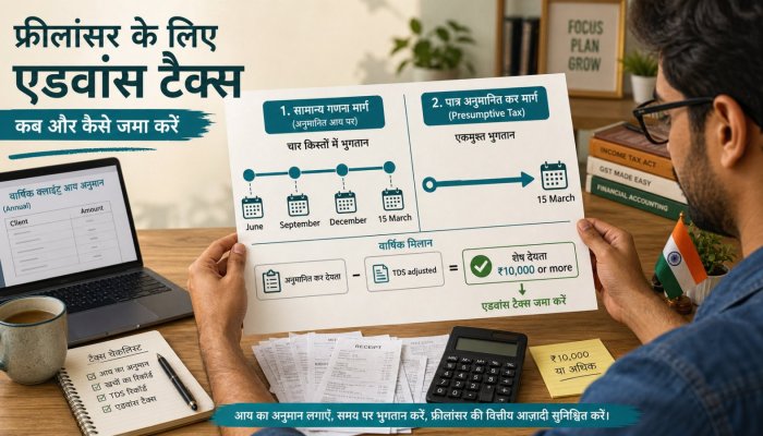 फ्रीलांस कर ₹10,000 पार? अग्रिम कर की तारीख आय-पद्धति तय करेगी