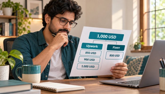 Upwork या Fiverr: 1,000 USD परियोजना में असली बचत कहाँ है?