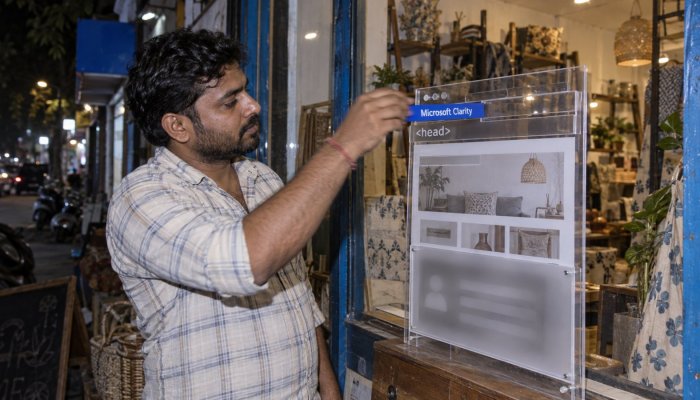 Microsoft Clarity लगाएँ—कोड के साथ सहमति और मास्किंग भी जाँचें