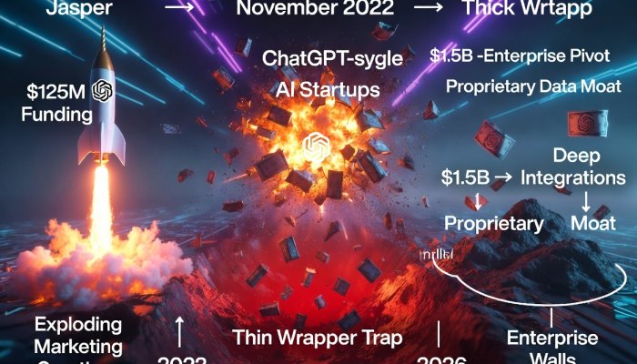 The Thin Wrapper Trap: Jasper’s Lightning Rise, Brutal Fall, and Hard-Earned Lesson for Every AI Startup