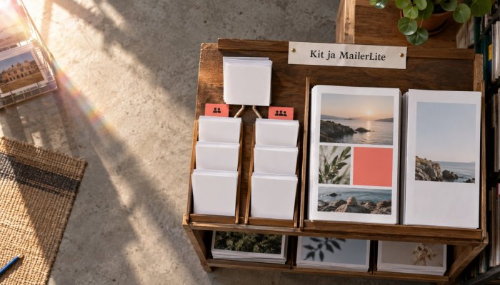 Kit vai MailerLite? Automaatio ja visuaalinen sähköposti vetävät eri suuntiin