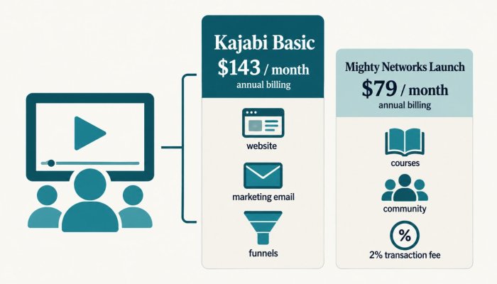 Kajabi apo Mighty Networks: marketingu kushton më shumë se komuniteti
