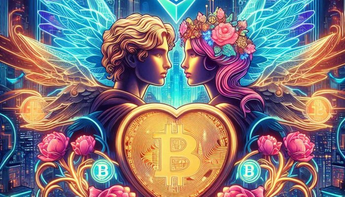 Crypto-Tarot: VI. The Lovers  "Biggest dilemma: Bitcoin or coffee machine?"