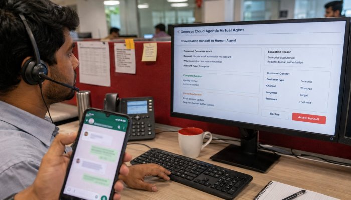 Genesys virtual agent এখন WhatsApp-এ—handoff ভুল হলেই ঝুঁকি