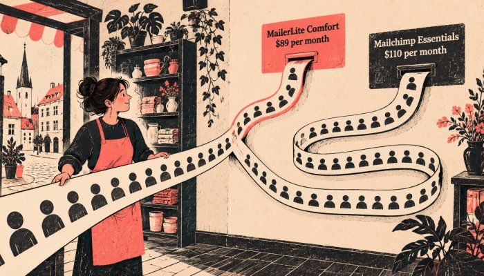 MailerLite või Mailchimp: 10 000 kontakti teeb hinnavahe nähtavaks