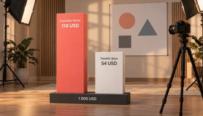 Teachable ar Thinkific: 1 000 USD pajamų pigesnį planą paverčia brangesniu