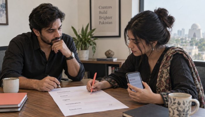 Creator agency contract: کمیشن کے ساتھ نکلنے کی شرط بھی لکھیں