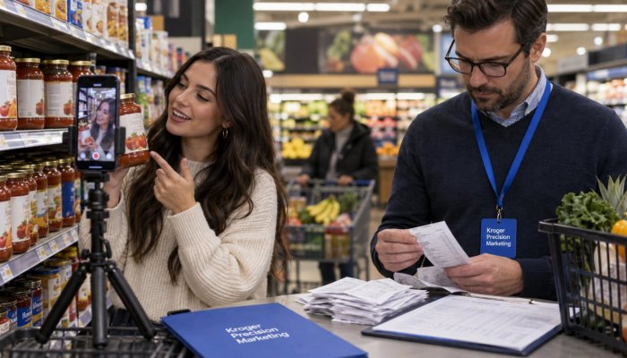 Kroger relie contenus de créateurs et achats, mais ses chiffres restent déclaratifs