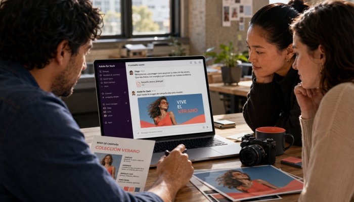 Adobe lleva 70 herramientas a Slack: crear no obliga a salir del chat