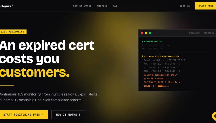 An Expired Cert Costs You Customers. Here’s How crt.guru Stops It Before It Happens.