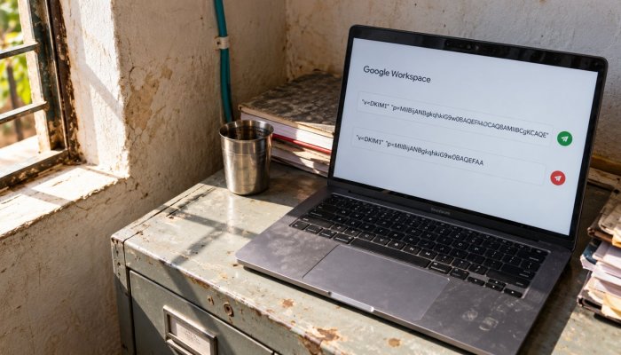 Google Workspace में DKIM लगाएँ—2048-बिट कुंजी को बाँटना पड़ सकता है