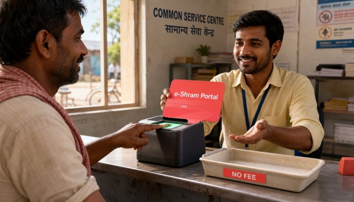 e-Shram पर 31.89 करोड़ पंजीकरण—कार्ड बनते ही नकद लाभ नहीं मिलता