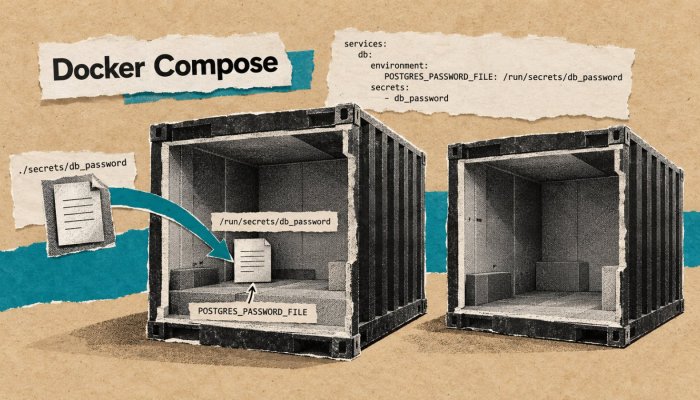 Docker Composen .env ei ole salaisuusholvi – siirrä avaimet secrets-tiedostoiksi