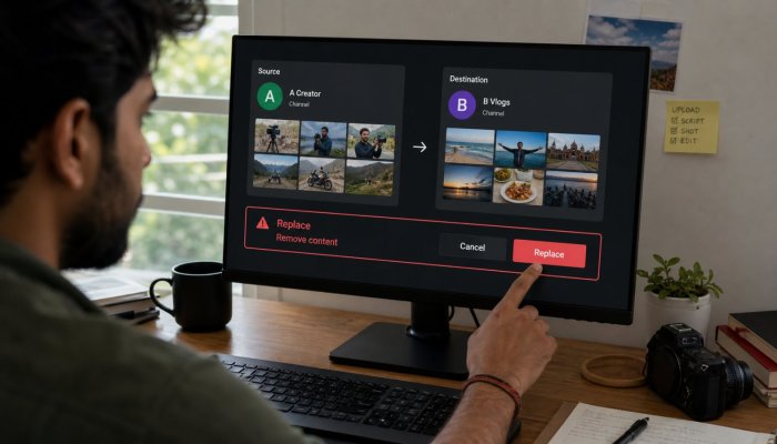 YouTube चैनल स्थानांतरित करें, पर गलत Replace से दूसरा चैनल मिट सकता है