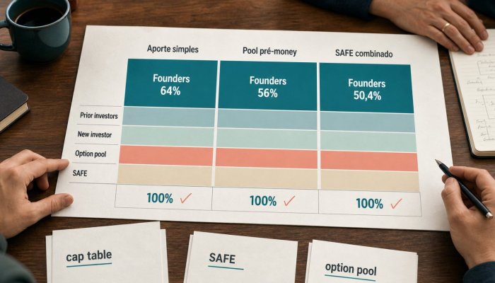 Sua rodada pode diluir mais do que parece: simule o cap table