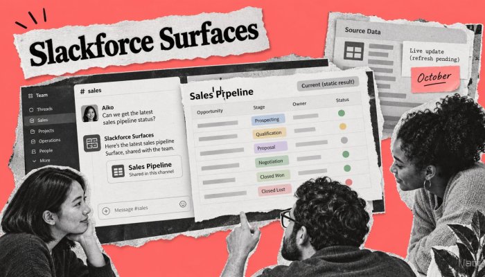 Slackの会話がそのまま業務画面に、Surfacesはライブ更新が10月