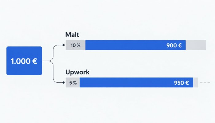 Malt o Upwork en España: una comisión variable puede borrar el ahorro