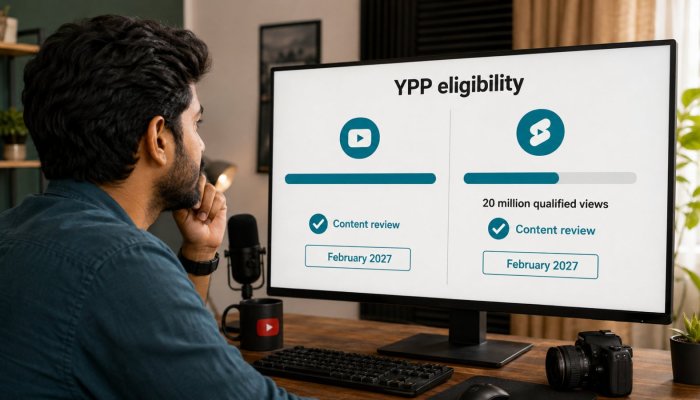 YouTube की 2027 कमाई शर्तें—नए चैनल को 8,000 घंटे चाहिए