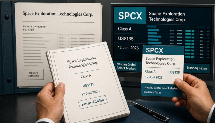 Saham SpaceX kini berkode SPCX—ini yang berubah setelah IPO