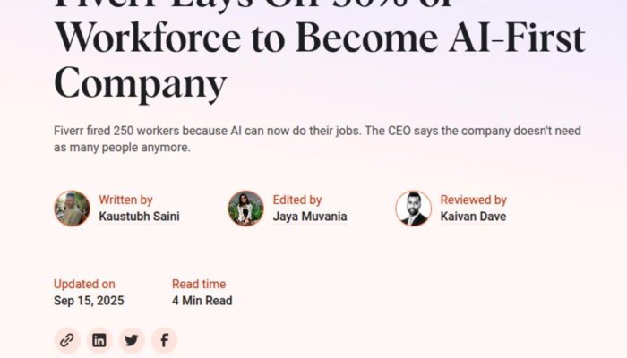 Fiverr Cuts 250 Jobs (30% of Staff) to Relaunch as an AI-First Marketplace