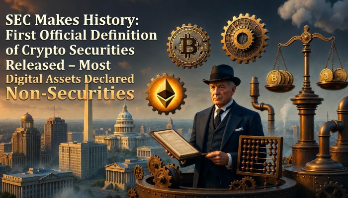 SEC Makes History: First Official Definition of Crypto Securities Released – Most Digital Assets Declared Non-Securities