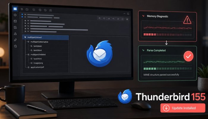 Thunderbird 155 çıktı: Yüksek riskli bellek hataları da yamalandı