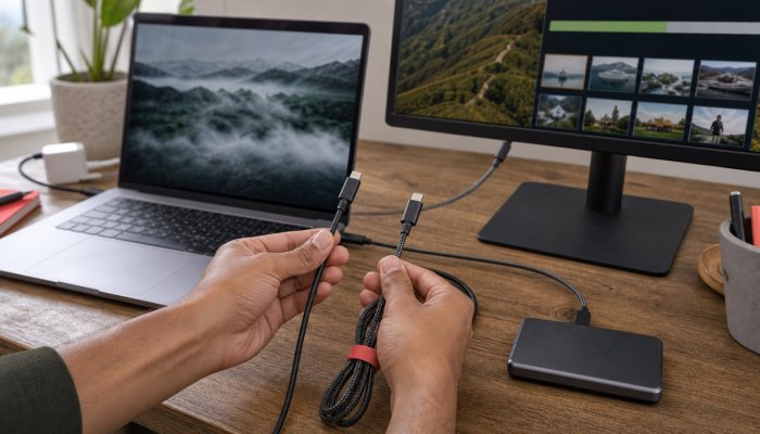 USB-C केबल चुनते समय 60W या 240W के साथ डेटा गति और वीडियो समर्थन भी जाँचें