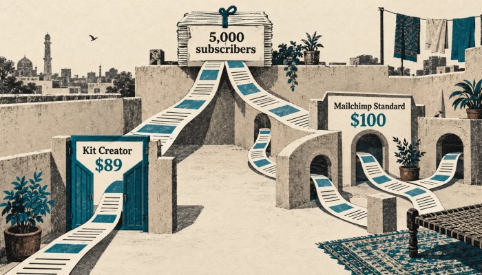 Kit یا Mailchimp؟ 5 ہزار رابطوں پر سستا منصوبہ بدل جاتا ہے