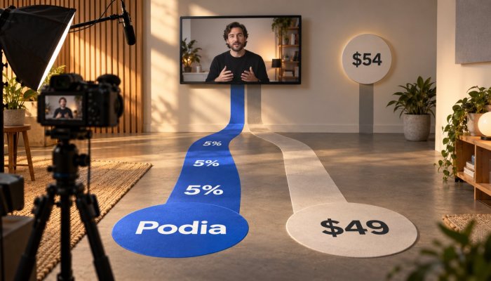 Podia apo Thinkific: tarifa 5% përballet me abonimin 54 dollarë